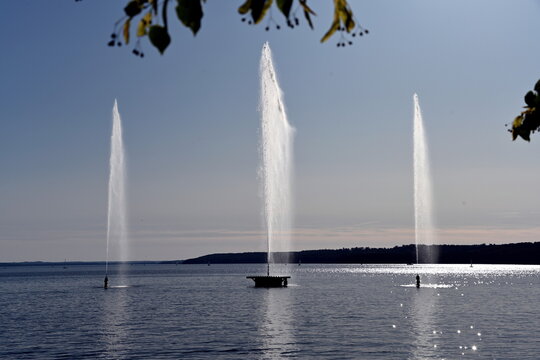 Neubrandenburg, Wasserfontaine im Tollensesee