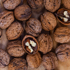 Harvest of nuts. Background.