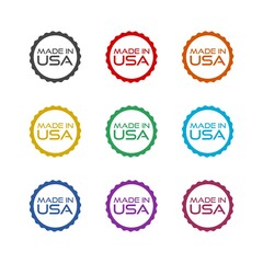 Simple Stamp with text made in USA, color set