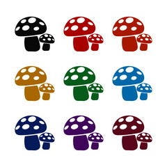 Simple mushrooms icon, color set