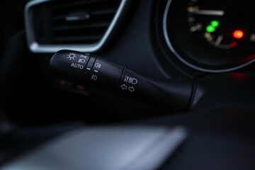 Black Modern car interior details.