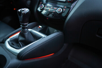 Obraz na płótnie Canvas Black Modern car interior details.