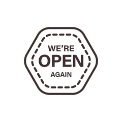 we are open again banner line style icon vector design