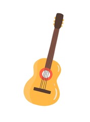 Classic Cuban guitar vector flat illustration. Traditional four-string musical instrument isolated. Symbol of folk and art music. String plucked acoustic guitar or ukulele for sound reproduction