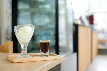 Vanilla ice cream and coffee shot called 