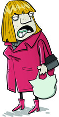 Angry woman with shopping bag