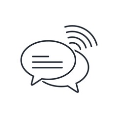 Online broadcast of negotiations. Vector linear icon isolated on white background.