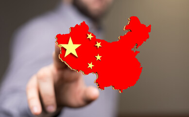 China world map with texture. World map geography.