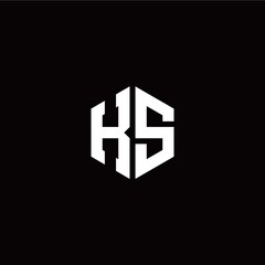 Initial K S letter with polygon modern style logo template vector