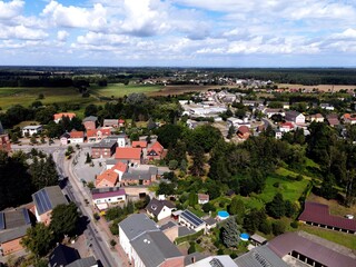 Eggesin, Stadtzentrum, Luftbild mit Fotodrohne