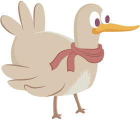 Cute bird with scarf. Vector illustration of a cute bird wearing a scarf