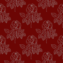Seamless botanical floral red pattern with roses