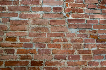 Brick old dark red wall background