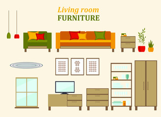 Furniture set for living rooms of house.