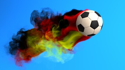 Fliegender Fußball mit dem Rauch in Deutschland Farben 