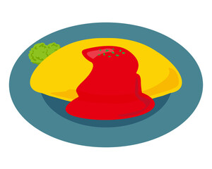 Vector illustration of omelet rice, omelet . 