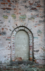 Brick old dark red wall background