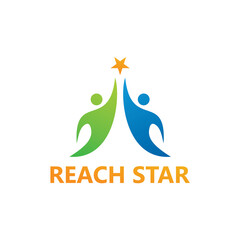 Fototapeta premium People Reach Star Logo Template Design Vector
