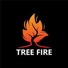 Tree Fire Logo Template Design Vector