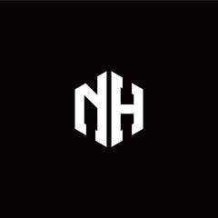 Initial N H letter with polygon modern style logo template vector
