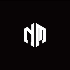 Initial N M letter with polygon modern style logo template vector