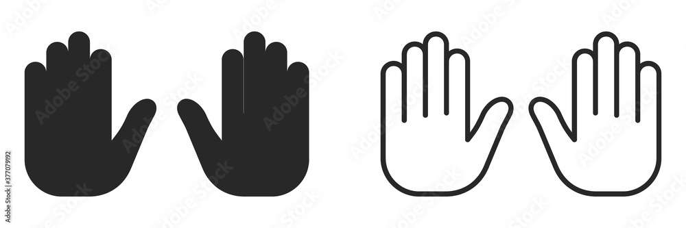 Poster stop hand vector icon.set of linear hand icon