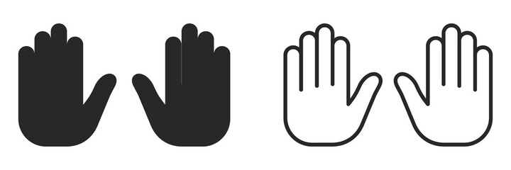 Stop Hand vector icon.Set of linear Hand icon
