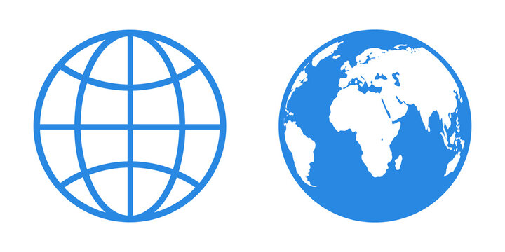 Globe flat icons. Vector symbol of Earth. Planet icon