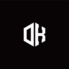 Initial O K letter with polygon modern style logo template vector