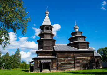 Old wood church in the museum in Velikiy Novgorod