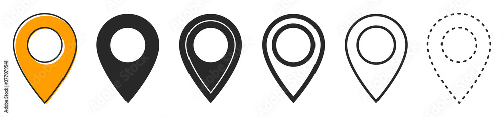 Sticker set of location icons in flat style. vector icons.