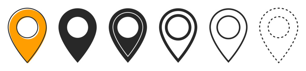 Set of location icons in flat style. Vector icons.
