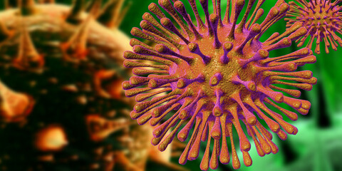 3d render Corona virus microscopic view