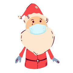 Santa Claus in medical mask. Vector illustration.