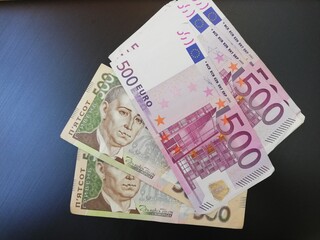 currency, exchange rate, euro selling rate, euro buying rate, money, euro, wealth, European currency, Europe cash, European bank, fifty euros, one hundred euros, two hundred euros, five hundred euros,