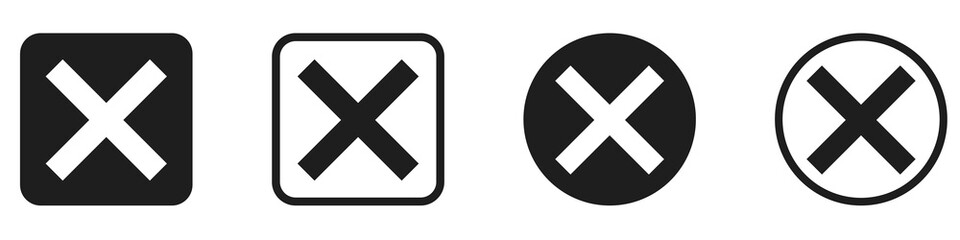 Set of cross icons Vector reject or ban icons