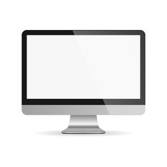 Screen computer monitor with blank white screen. Vector computer display