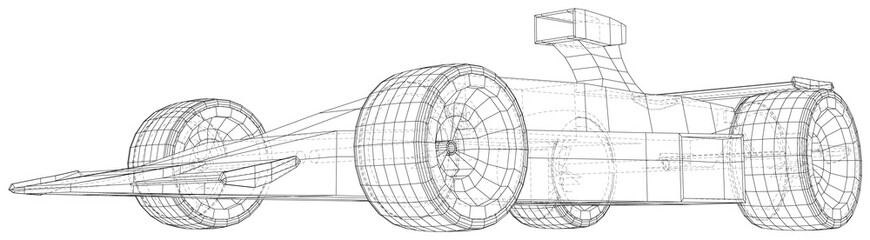 Model speed car. Abstract drawing. Wire-frame. EPS10 format. Vector created of 3d