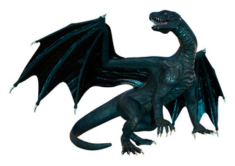 3D Rendering Fairy Tale Dragon on White