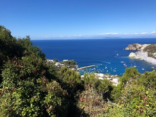 Panoramic view over the Mediterranean Sea from the island of Ponza in Italy