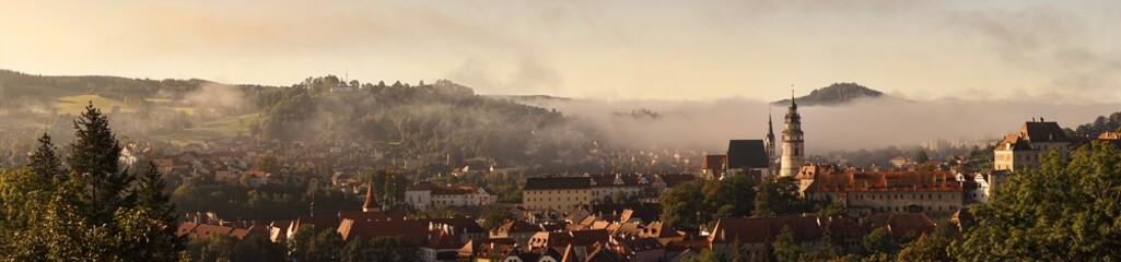 Morning view of the historic town of Cesky Krumlov
