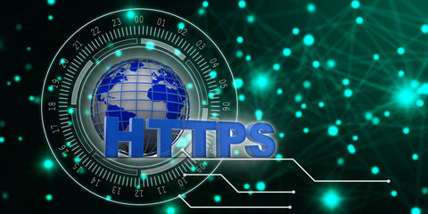 Obraz premium 3d illustration Network community concept . globe with http sign