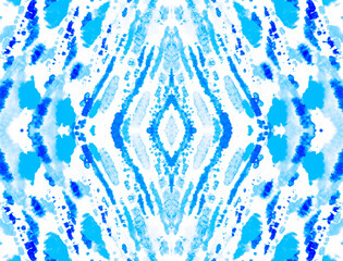 Bright Seamless Ikat Kaleidoscope. White Artistic