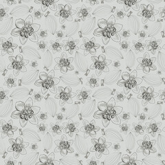 Seamless botanic floral gray pattern with Verátrum