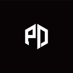 Initial P D letter with polygon modern style logo template vector