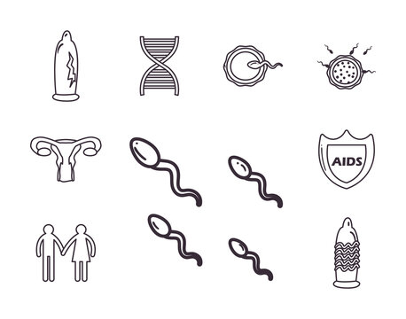 Sexual Heath Line Style Set Icons Vector Design