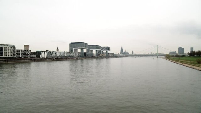 Poller Wiesen Park on Rhine River, North Rhine-Westphalia, Germany