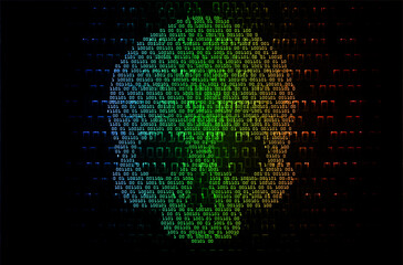 cyber hacker attack background, skull
