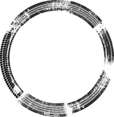 Tire Track Vector Round Border Frame . 