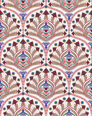 Seamless floral  Vintage multi color pattern in Turkish style. Endless pattern can be used for ceramic tile, wallpaper, linoleum, textile, web page background. Vector